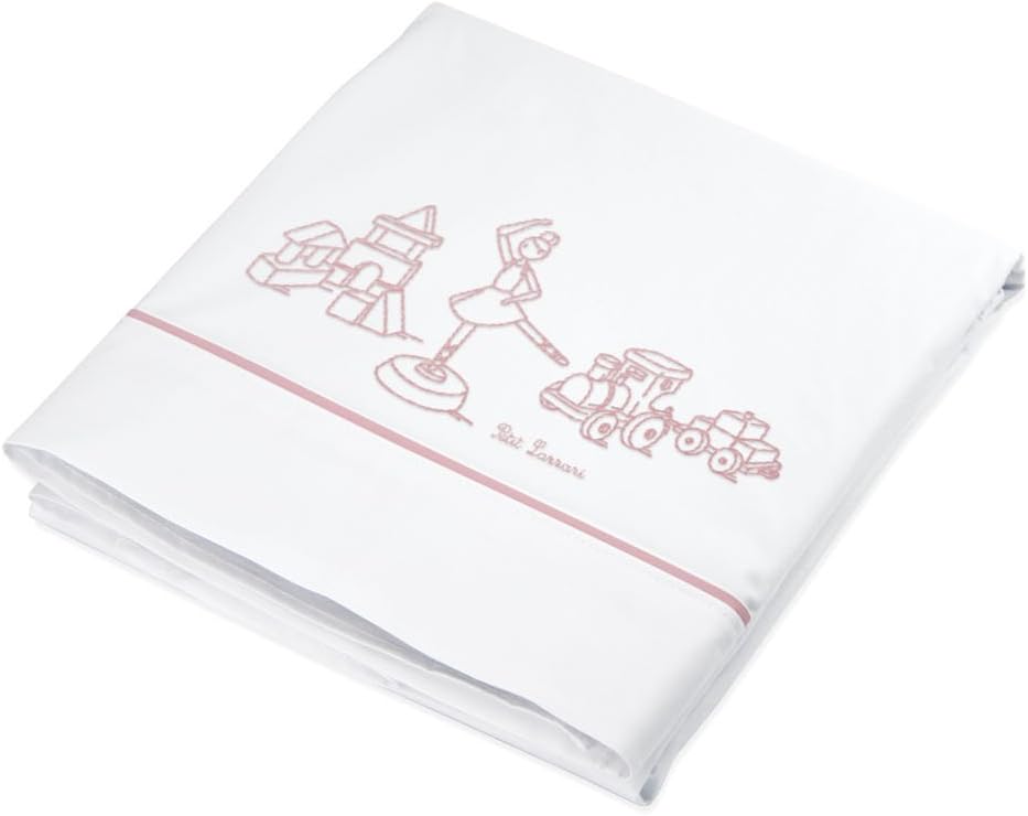Petit Lazzari Sheet Set Embroidered Ballerina Vintage Toys Pink Cot (60 x 120 cm)