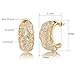 Mytys Vintage Turquoise Silver Earrings Big Oval Stone 2 Tone Cable Stud Earrings For Women (Gold)