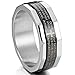 MOWOM Silver Tone Black Stainless Steel Ring Band Bible Lords Prayer Cross
