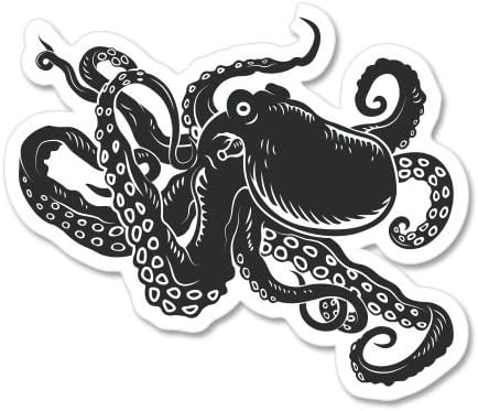 AK Wall Art Octopus Black Vinyl Sticker - Car Window Bumper Laptop - Select Size