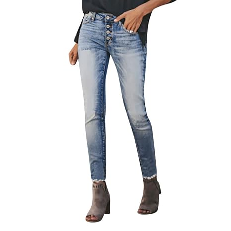 Vectry Jeans Damen Slim Fit Skinny Fit Jeans Jogger Push Up Ankle Straight Leg Mit LöChern Stretch Denim Relaxed Hose Aufnähe