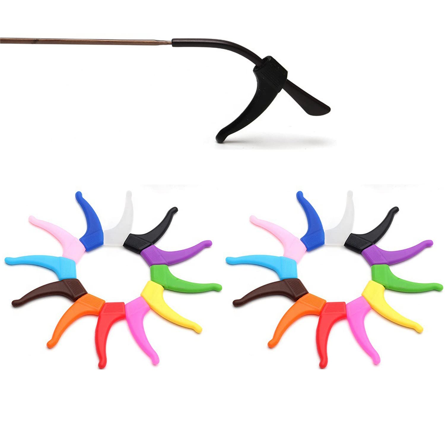 VILIA 12 pairs Eyeglasses Anti Slip Retainer Glasses Ear Hook Grip kids and Adults Silicone Anti Slip Holder For Glasses Piece Eyeglass Temple Tip(Multicolored)