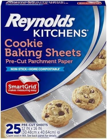 Reynolds Kitchens Cookie Baking Sheets, Pre-Cut Parchment Paper,25 Count, 100 Total Sheets (Pack of 24) Image
