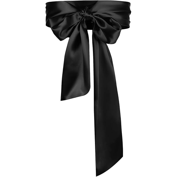Black Sash Belt, 3.74\'\' Wide Soft Waist Belt Dress Belts Satin Sash new Wide Black Matte Satin Sash Belt by Satin Swank® main image 4