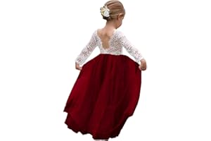 TOPMAKER Girl Toddler Full-Length Straight Tulle Tutu Lace Back Party Flower Girl Dress