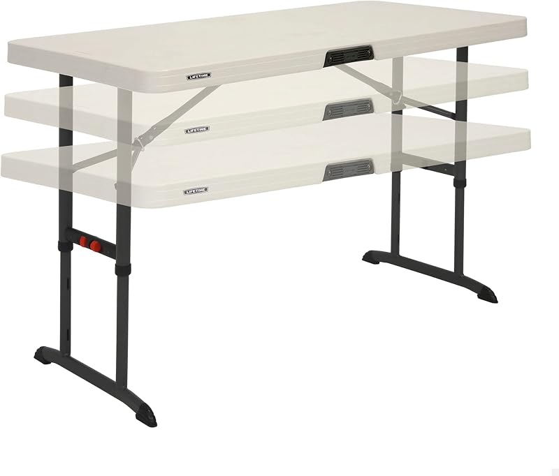 LIFETIME 80522 4 ft Commercial Adjustable Folding Table 48" x 24" Almond