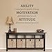Ability Motivation Attitude Wall Decal Inspirational Quotes Sayings Decals Removable Vinyl Sticker Kids Room Living Room Bedroom Classroom Office Home Decor