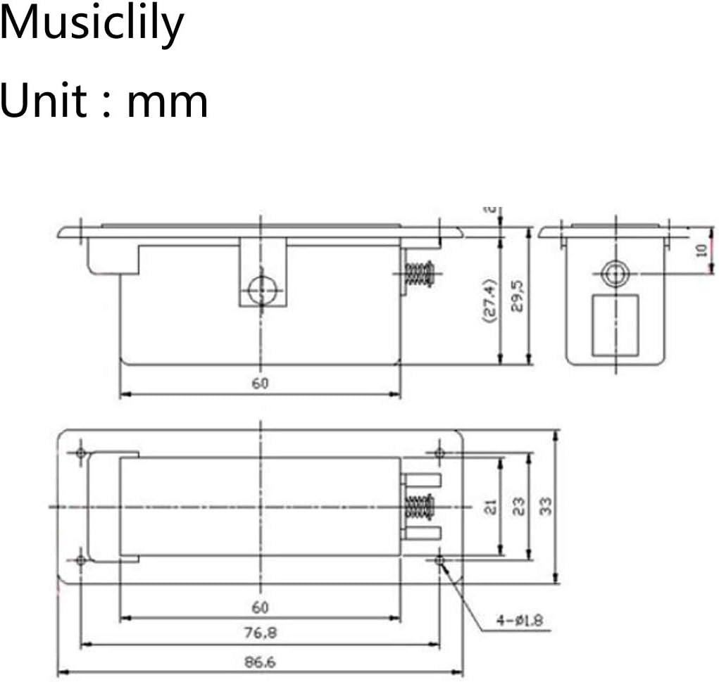 Musiclily Pro 9-Volt Battery Box Case Compartment for Active Guitar Bass,Black, Style a, 86.6mm x 33mm x 29.5mm - Image 3