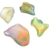 OdrillionGems 4pcs Natural Organic Ethiopian Opal Gemstones, Rough Opal, Chakra Healing Crystals, DIY Jewelry Making, Wire Wrapping, Wholesale Supply, October Birthstones, Raw Polished Stone