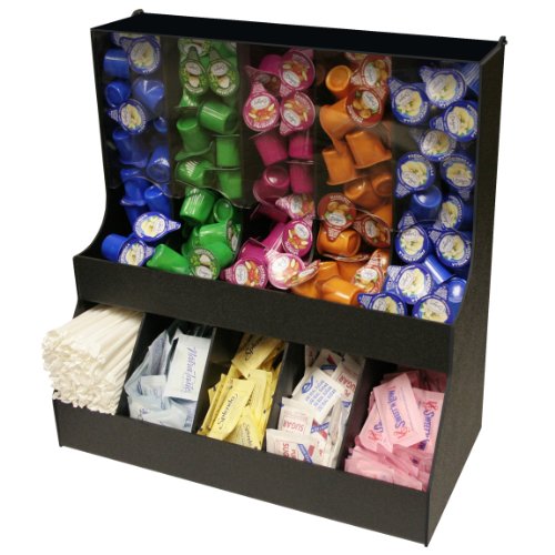 Large Professional Coffee Condiment Organizer 18" Wide, with 5 Gravity