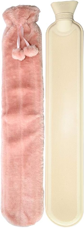 Ram®Extra Long Lilac Hot Water Bottle with Faux Fur Cosy Cover Extra Long Hot Water Bottle Covered with a Cover Made from a Super Soft Cover 72CM - Image 3