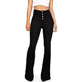 BISUAL Women's Fashion High Rise Jeans Slimming Wide Leg Stretch Denim Flare Bellbottom Jeans