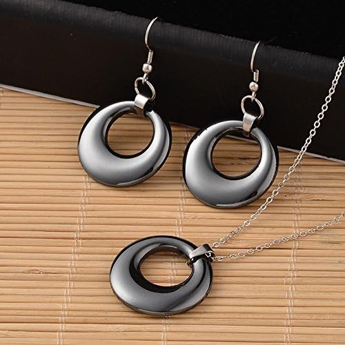 Hematite Ring Pendant Necklaces and Dangle Earring Jewellery Sets