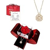 ziella Preserved Red Real Rose With 4 Leaf Clover Necklace,I Love You Necklace 100 Languages,To My Daughter Necklace for Women,Flowers Rose Birthday Gifts for Granddaughter/Niece Romantic-Red