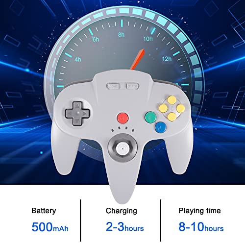 KIWITATA Wireless N64 Controller for Switch, 2.4ghz Rechargeable N64 Remote Wireless USB Joystick Game Controller for Switch/Switch Lite/Switch OLED, MAC, PC Windows 7,8,10,11 Gray