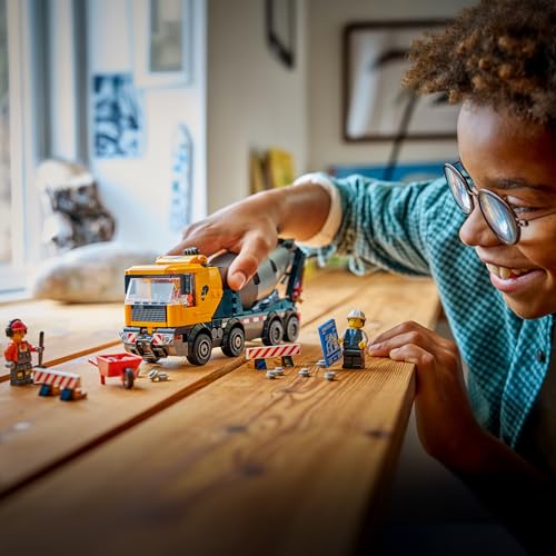 LEGO City Cement Mixer Truck Toy - Educational Construction Site Vehicle Model w/ 3 Minifigures, Rotating Drum & Pouring Function - Birthday Gift Idea for 7+ Year Old Boys - 60478 9