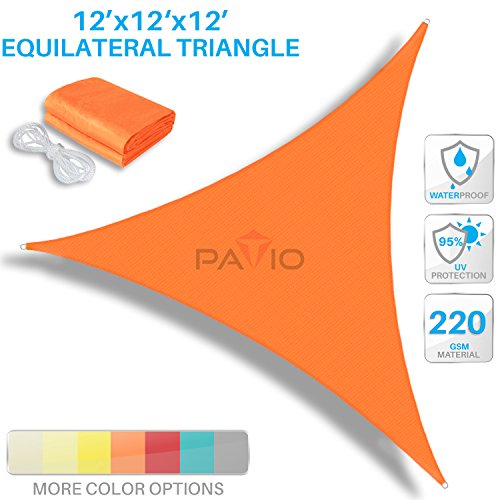 Patio Paradise 12’x12’x12′ Waterproof Sun Shade Sail-Orange Triangle UV Block  ...