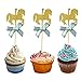 KWJOY 40 Pieces Carousel Horse Theme Gold Glitter Cupcake Toppers Horse Cake Decoration