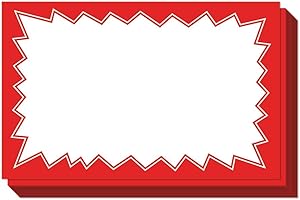 SUTTER SIGNS Sale Signs for Retail Stores 50pcs, 3.5" x 5.5" | Red Starburst Paper Card Price Tags for Yard Sale, Garage Sale