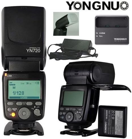 YONGNUO YN720 Flash Lithium Ion Battery Portable for Nikon Canon Olympus Sony Fujifilm Cameras USA Model With Flash Diffuser
