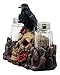 Ebros Day Of The Dead Raven Crow With Rose Skull Salt & Pepper Shakers Holder Figurine Set 6.5