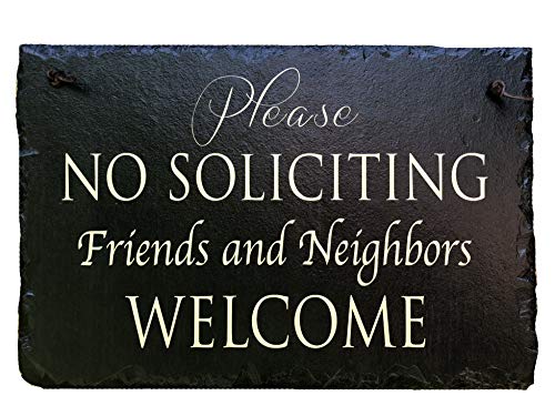 Sassy Squirrel No Soliciting Sign for House - Slate House Sign - No Solicitation - Keep Solicitors Away with This Outdoor Plaque Available 2 Sizes 12"x8" and 16"x10"