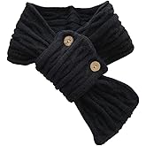 Solyinne Cute Mini Neck Warmer Scarf for Woman Knit Neck Gaiter with Two Buttons Outdoor Activities