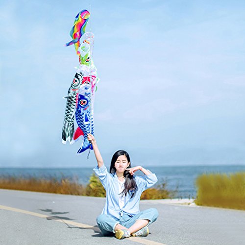 BKID 55cm Koi Fish Windsock Fish Flags Koinobori Flag Hanging Decor (Green)