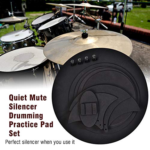 Snare Drum Pad, 10pcs Impact Resistance Mute Silencer Drumming Practice Pad Bass Drums Quiet Cymbal Mute Sound off Black Provides Great Rebound for Quiet Workouts