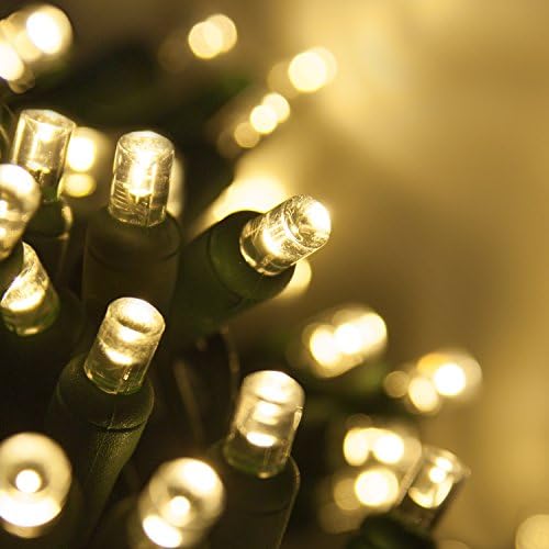 5mm LED Wide Angle Twinkle Warm White Prelamped Light Set, Green Wire - 35 5mm Warm White Twinkle LED Christmas Lights, 4" Spacing