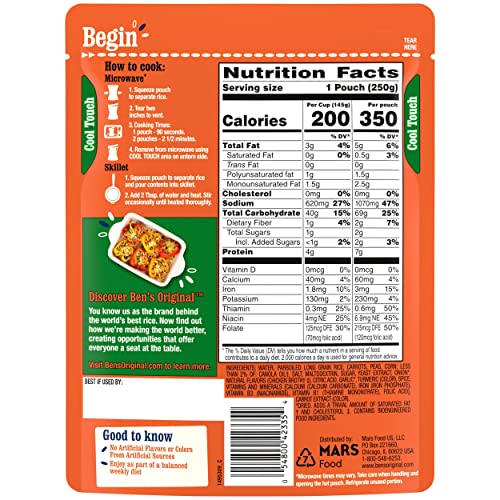 BEN’S ORIGINAL READY RICE GARDEN VEGETABLE FLAVORED RICE, EASY DINNER SIDE, 8.8 OZ POUCH