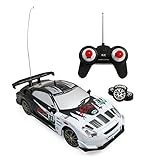 Team RC Super Fast Drift King R/C Sports Car Remote Control Drifting Race Car 1:24 + Headlights, Backlights, Side Lights + 2 Sets of Tires (White)