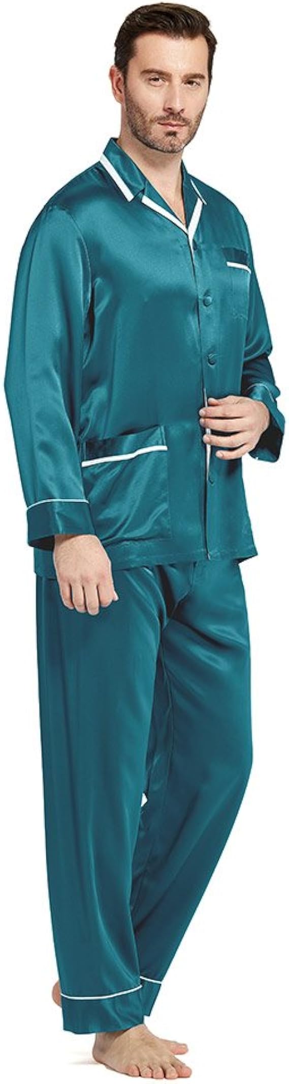 Amazon Lilysilk リリーシルク シルクパジャマ メンズ ビジネス風 L ロイヤルブルー パジャマ 通販