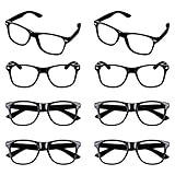 Aneco 8 Pieces Kids Wizard Nerd Glasses Rectangle Glasses Frame No Lenses for Children's Costume Party Supplies (Black)
