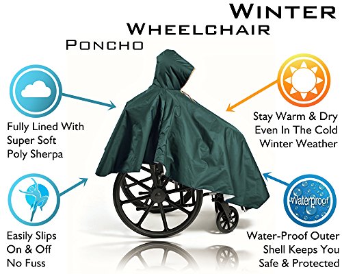 image for ComfortFinds Wheelchair Winter Poncho – Warm Sherpa Lining - Adult E