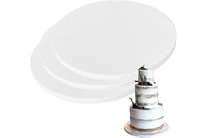 ANSSDO 10 Inch Round Cake Drums, 3 Packs Greaseproof Cake Drum White Cake Base, Premium Cardboard Cake Boards for Presenting Heavy/Tall Tiered Cakes, Base para Pastel
