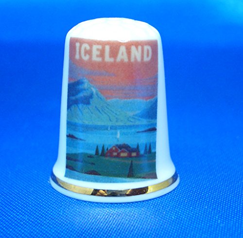 Birchcroft Porcelain China Collectable Thimble - Travel Poster Series Iceland - Free Gift Box