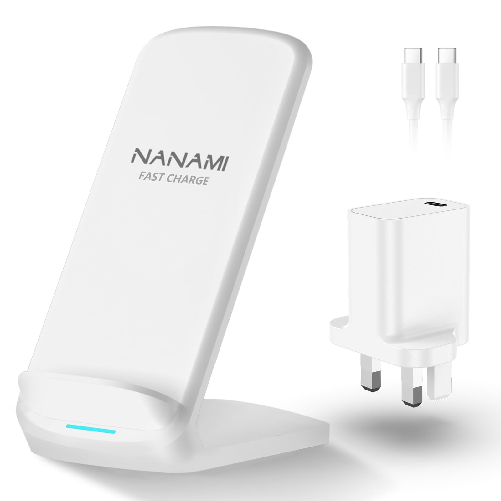 NANAMI Wireless Charger with 20W PD 3.0 Charger Plug, Cordless Charger for iPhone 17 16 15 14 13 12 11 XS Max XS XR X 8, 10W Fast Induction Charging Stand for Galaxy S26 S25 S24 S23 S22 S21 S20 S10 S9