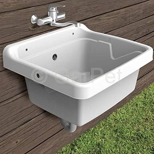Waschbecken Set Ausgussbecken Kunststoff Werkstatt Keller Garten Waschtisch – Bild 6