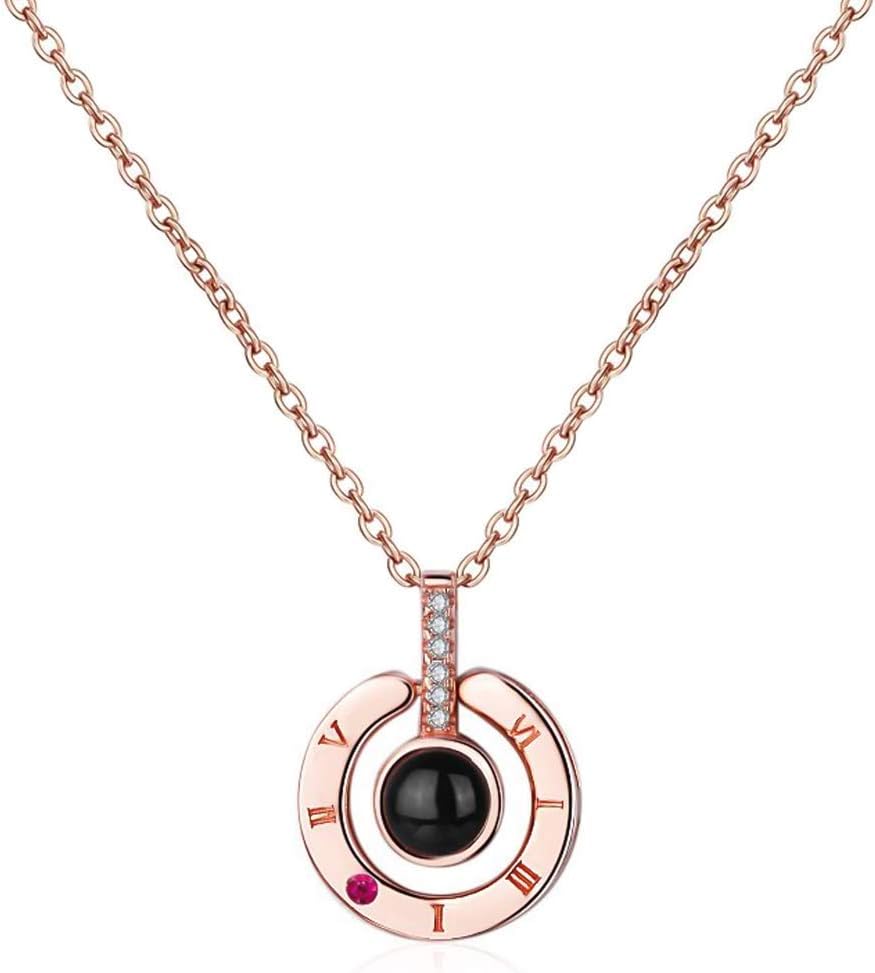Ckysee Love Heart Necklace Necklace for Women 100 Languages I Love You Memory Necklace Best Gift for Her