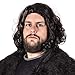 Narwhal Novelties Shoulder-Length Black Wig for Men - Jon Snow & Bruno of Encanto-Inspired Cosplay, Role play,Themed-Parties Medium Length Curly Wig, Game of Thrones, Biblical Wig, Lord of the Rings