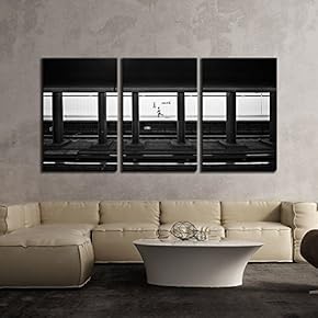 3 Piece Canvas Wall Art - Retro Style Subway in Black and White - Modern Home Art Stretched and Framed Ready to Hang - 16"x24"x3 Panels