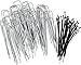 Stepton 100-Pack Galvanized Garden Pegs / Securing Lawn Staples / U Pins / Weed Fabric Stakes 6-Inches 11-Gauge Comes with 50 Cable Ties