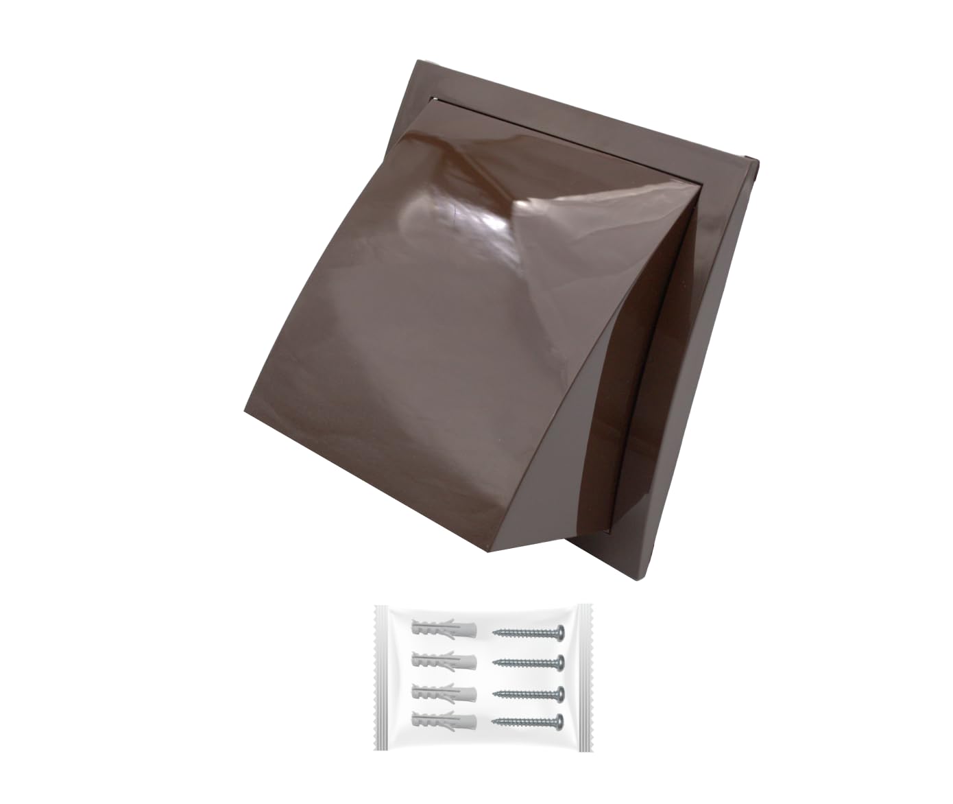 H&C VENT Brown Exhaust Hood Vent 190 mm with 125 mm 5 inch Connector Flange│ Air Ventilation Covers with Valve/Backdraft and Mouse Protection │ Extractor Cap Cover for Duct Pipe│ Inside and Outside