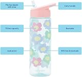 Smash Pastel Flower Water Bottle 700ml Pink Blue with Straw view 2