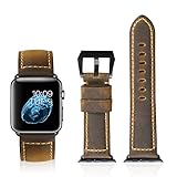iStrap Handmade Asso Padded Leather Black PVD Clasp Watch Bands Strap For Apple Watch 42mm 38mm (Three Color Can Choose)