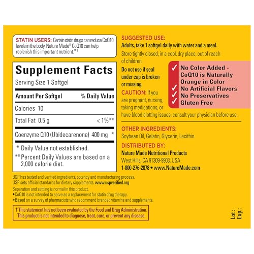Nature Made CoQ10 400 mg Softgels, 40 Count for Heart Health† (Packaging May Vary)