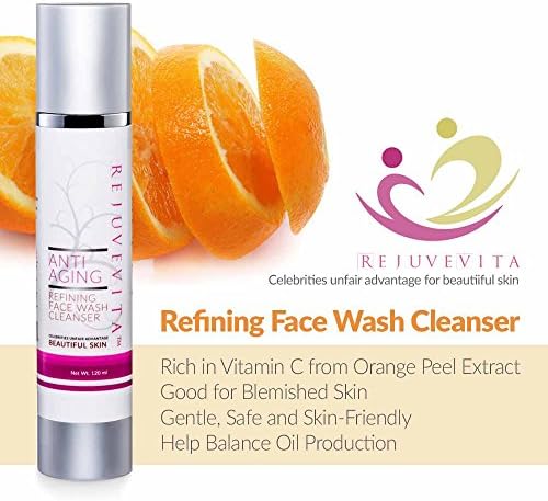 Aloe-based Anti Aging Refining Face Wash, 120ml Airless – the Best Facial Cleanser to Add on Your Facial Cleanser Kit for Women Who Wants to Fight Skin Aging with Its Gentle Formula + Vitamin C – This Facial Cleanser Is Organic and Packed with Essential Oils to Balance Skin Moisture Like Rose Hip Seed Oil + Rosemary Extract + Olive Oil + Clover Extract That Can Bring Out Extra Moisture on Your Face – It Has a Calming Property Caused By the Relaxing Aroma of Lavender Oil, Best for Combination &amp; Oily Skin Types, Facial Wash Solution for Blemished Skin, Guaranteed Safe and Effective for the Skin, Dermatologist Tested.