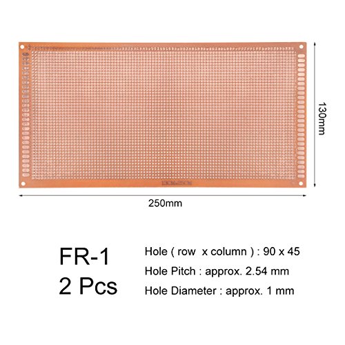 uxcell 13x25cm Single Sided Universal Paper Printed Circuit Board Thickness 1.6mm for DIY Soldering Brown 2pcs