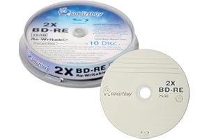 10 Pack Smartbuy 2X 25GB Blue Blu-ray BD-RE Rewritable Logo Blank Bluray Disc